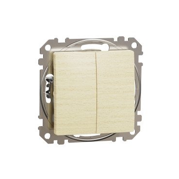 Кнопочный двухклавишный выключатель 10A, береза Sedna Design & Elements SDD180118 фото