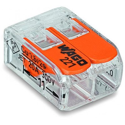 Клема WAGO 2-конт д/розподіл коробок, універсальна, 0,2-4 мм2, прозора, 221-412 4157 фото