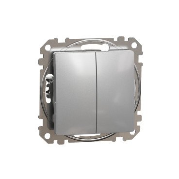 Кнопочный двухклавишный выключатель 10A, алюминий Sedna Design & Elements SDD113118 фото