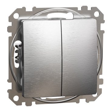 Кнопочный двухклавишный выключатель 10A, матовый алюминий Sedna Design & Elements SDD170118 фото